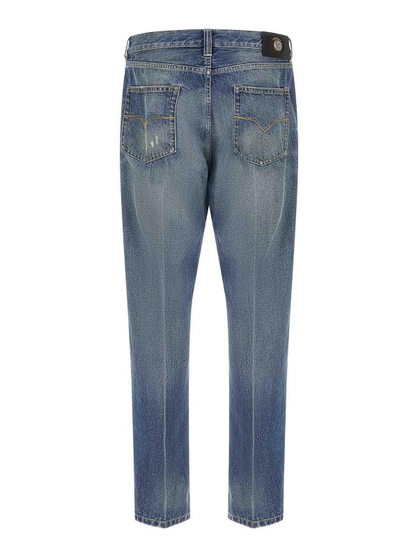 VERSACE: straight leg jeans online - Distressed jeans