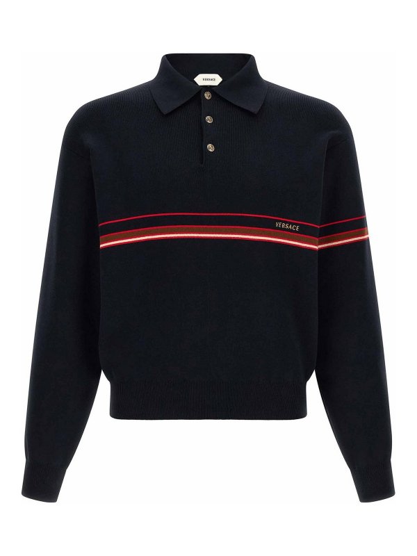 VERSACE: polo - Polo a righe intarsiate