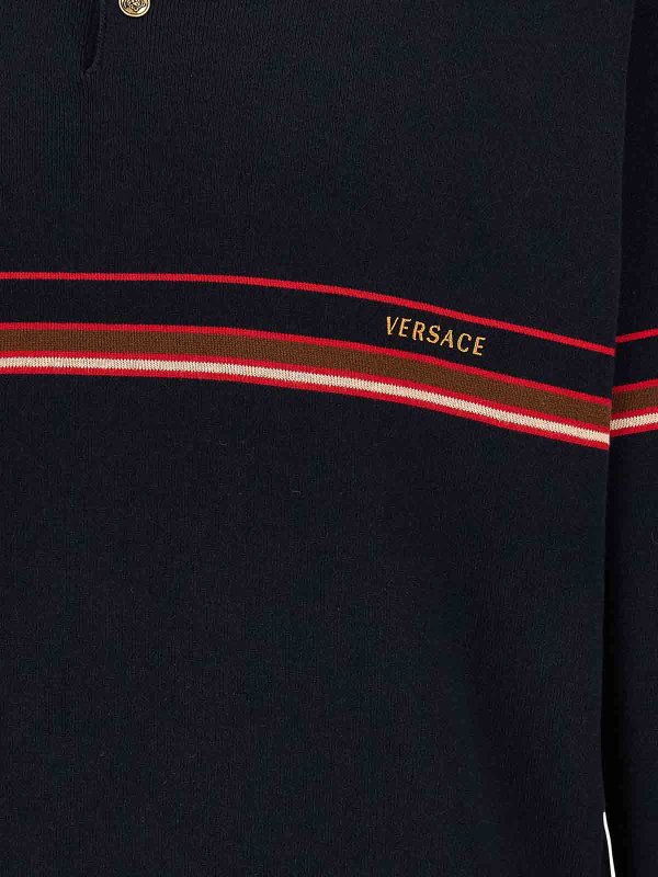 Polo a righe intarsiate shop online: VERSACE