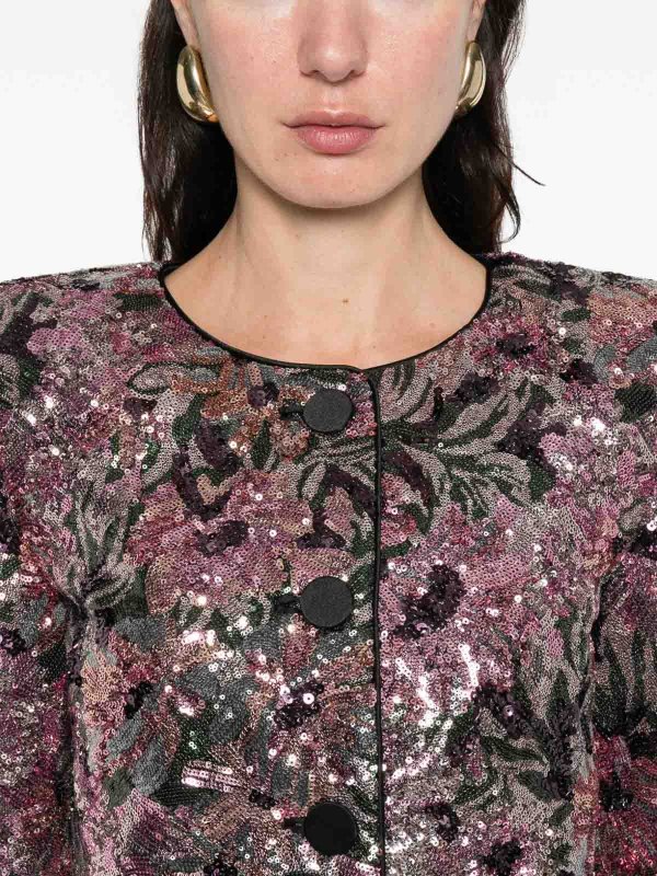 Self Portrait: casual jackets online - Floral Sequin Jacket