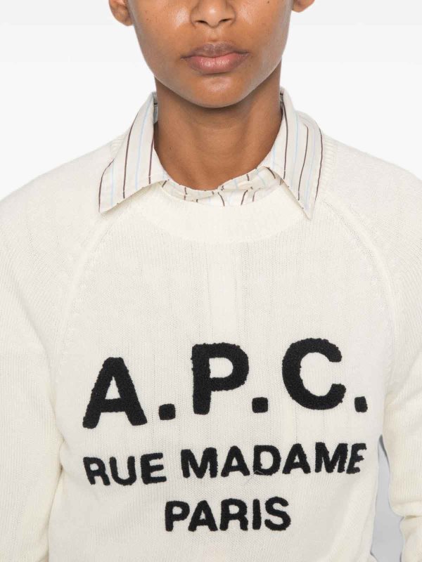 A.P.C.: Strickpullover mit Rundhalsausschnitt online - Rundhalspullover - Creme