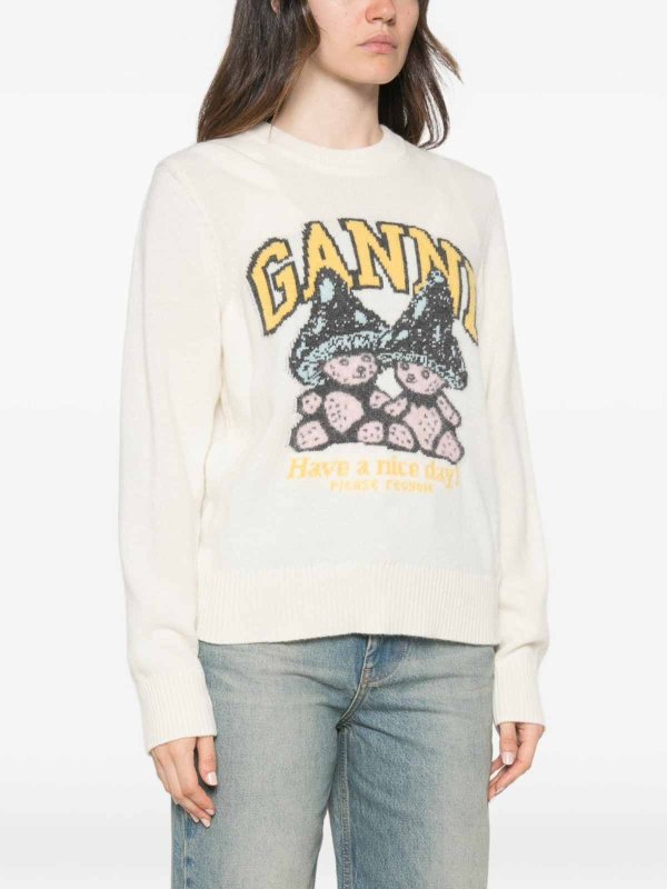 GANNI buy online Rundhalspullover - Creme