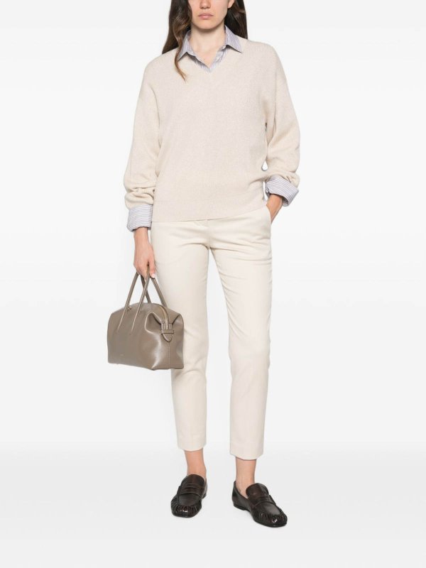 The Best Shops BRUNELLO CUCINELLI: Strickpullover mit Rundhalsausschnitt - Rundhalspullover - Hellbeige