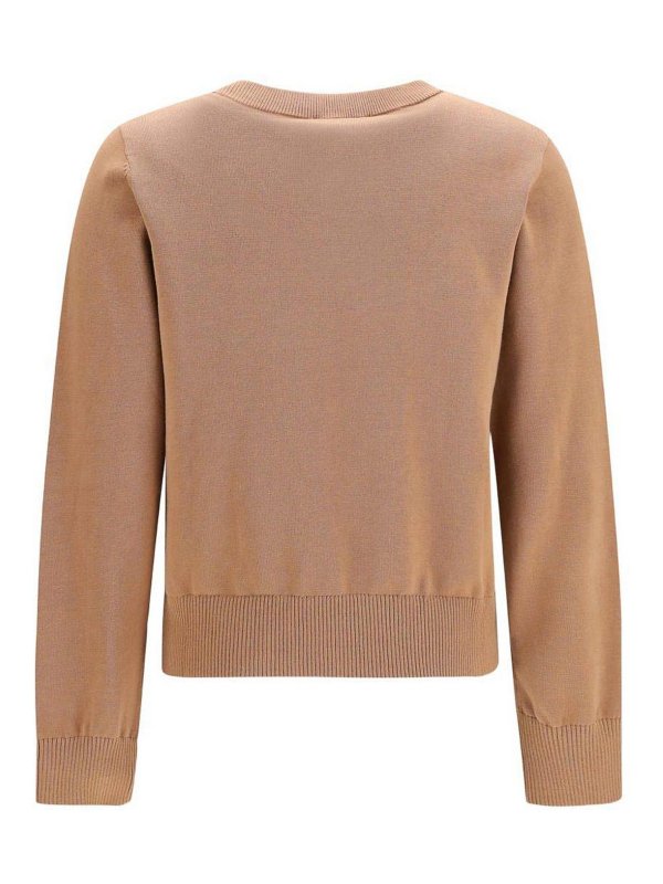 GANNI: Strickpullover mit Rundhalsausschnitt online - Rundhalspullover - Camel