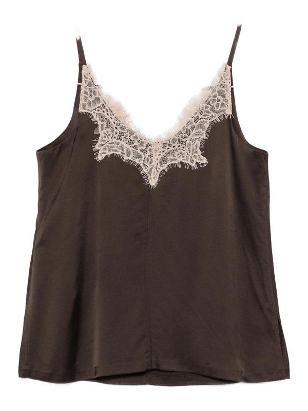 SEVENTY: Tops y camisetas sin mangas - Top - Marrón