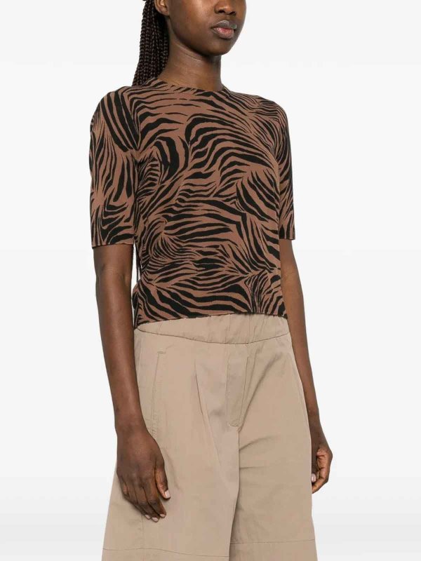 The Best Shops MAX MARA STUDIO: Strickpullover mit Rundhalsausschnitt - Rundhalspullover - Braun