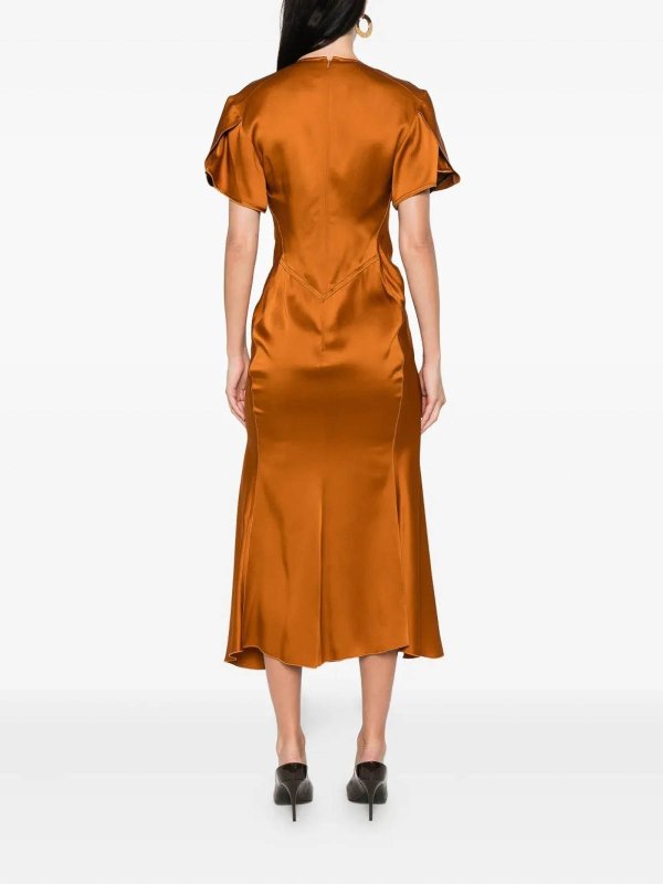 膝丈ドレス - 金 shop online: VICTORIA BECKHAM