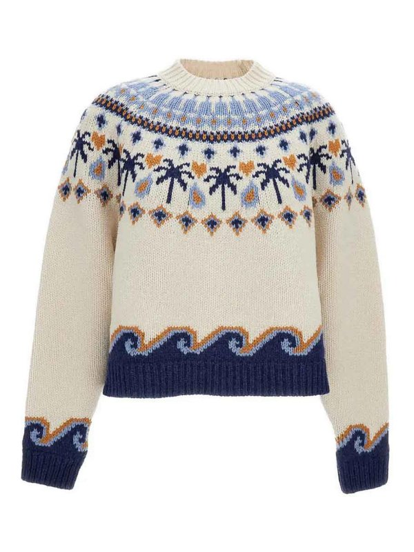ALANUI: Strickpullover mit Rundhalsausschnitt - Rundhalspullover - Weiß