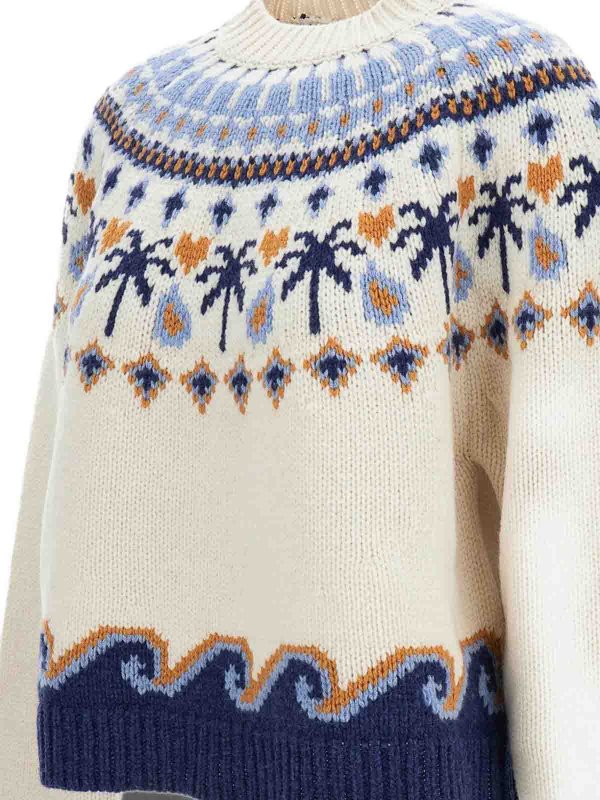 The Best Shops ALANUI: Strickpullover mit Rundhalsausschnitt - Rundhalspullover - Weiß
