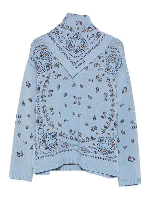 ALANUI: Strickpullover mit Rundhalsausschnitt - Rundhalspullover - Hellblau