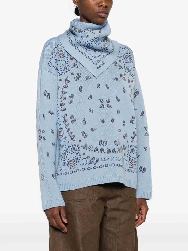 The Best Shops ALANUI: Strickpullover mit Rundhalsausschnitt - Rundhalspullover - Hellblau