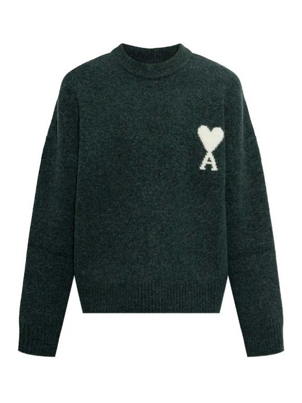 AMI PARIS: Strickpullover mit Rundhalsausschnitt - Rundhalspullover - Grün