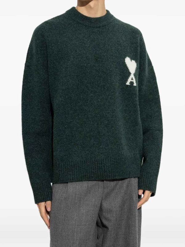 AMI PARIS: Strickpullover mit Rundhalsausschnitt online - Rundhalspullover - Grün