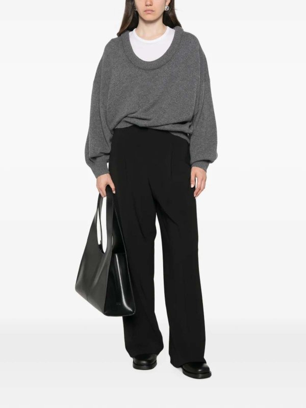 LISA YANG: Strickpullover mit Rundhalsausschnitt online - Rundhalspullover - Grau