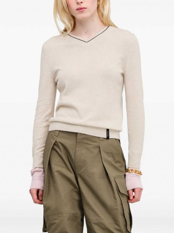 MARC JACOBS: Pull col rond online - Pull Col Rond - Beige