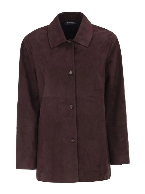 Max Mara: Lederjacken - Lederjacke - Nude