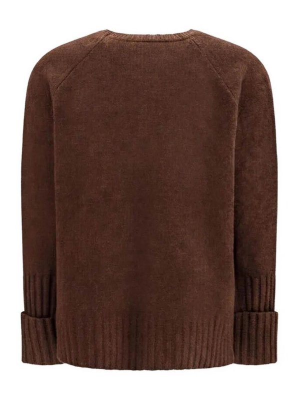 TORY BURCH: Strickpullover mit Rundhalsausschnitt online - Rundhalspullover - Braun