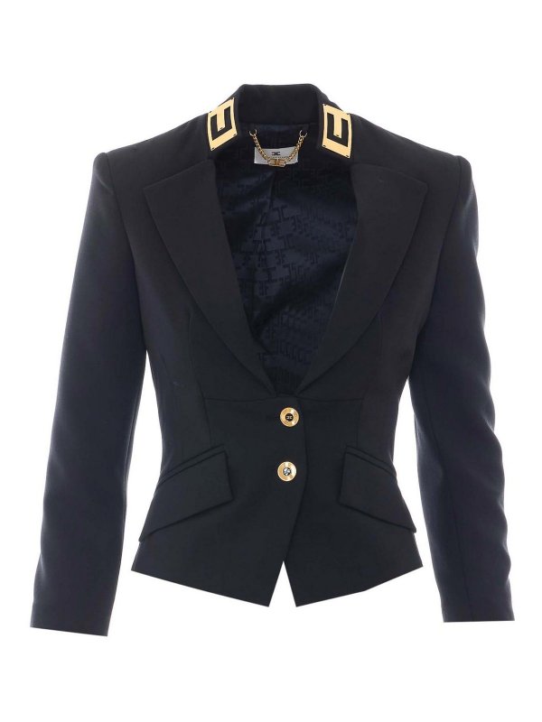ELISABETTA FRANCHI: casual jackets - Black Jacket