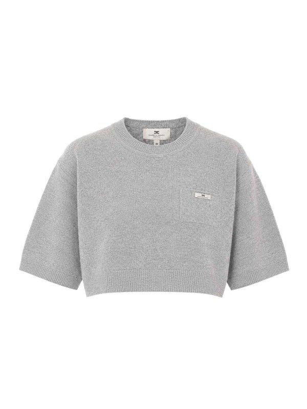ELISABETTA FRANCHI: Strickpullover mit Rundhalsausschnitt - Rundhalspullover - Grau