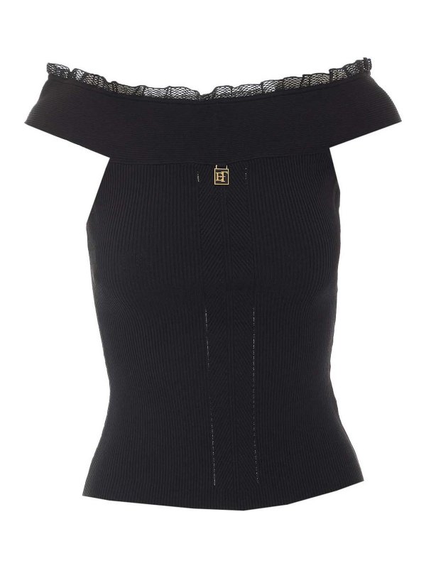 ELISABETTA FRANCHI: Tops und Tank Tops - Top - Schwarz