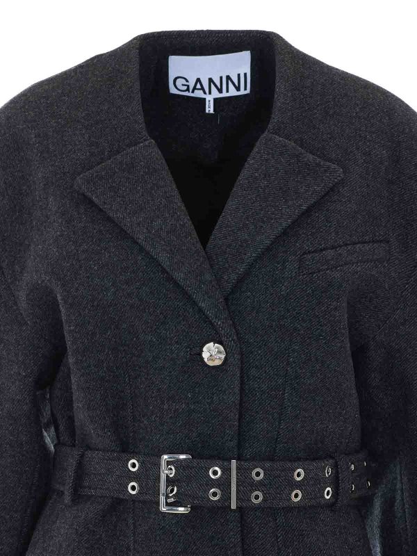 Knielanger Mantel - Grau shop online: GANNI