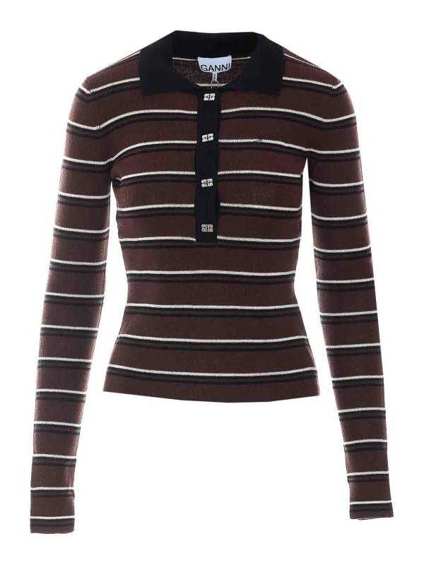 GANNI: Poloshirts - Poloshirt - Braun