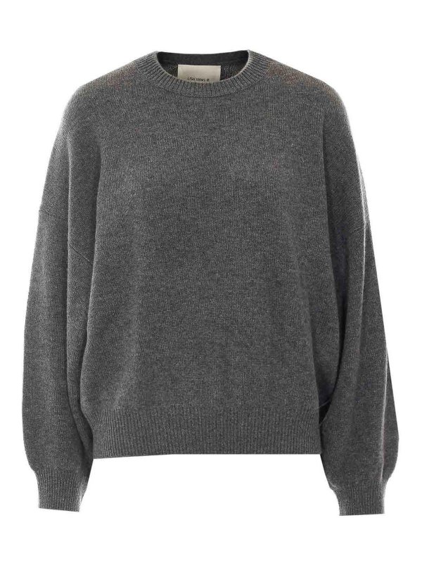 LISA YANG: Strickpullover mit Rundhalsausschnitt - Rundhalspullover - Grau