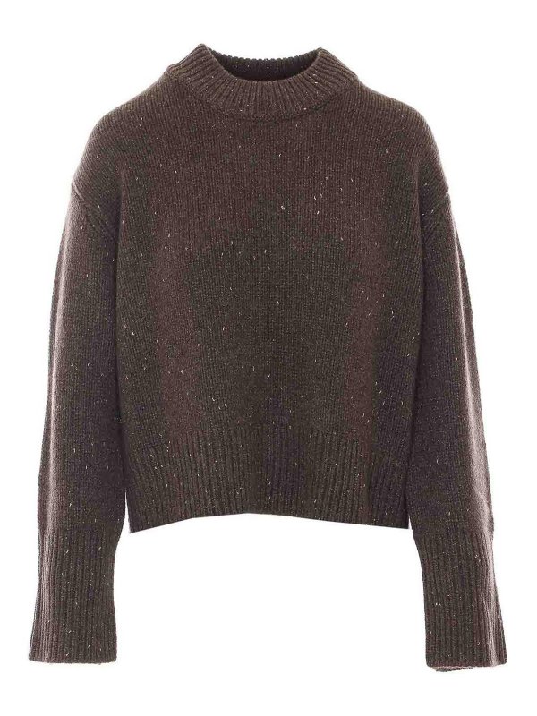 LISA YANG: Strickpullover mit Rundhalsausschnitt - Rundhalspullover - Braun