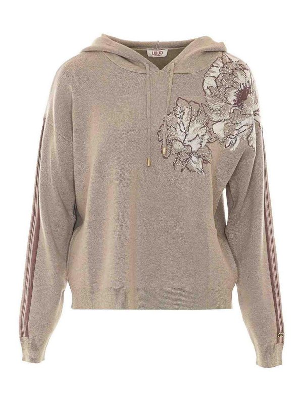 Liu Jo: Strickpullover mit Rundhalsausschnitt - Rundhalspullover - Beige