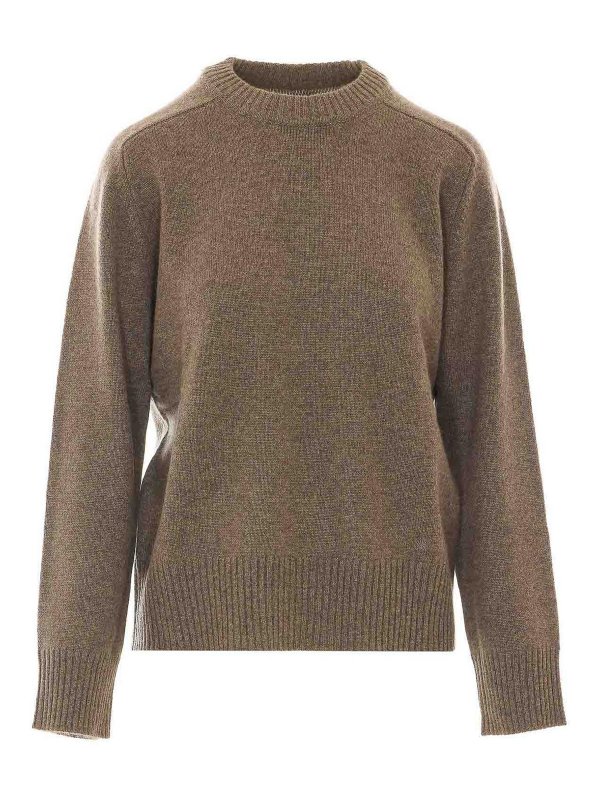 LOULOU STUDIO: Strickpullover mit Rundhalsausschnitt - Rundhalspullover - Beige