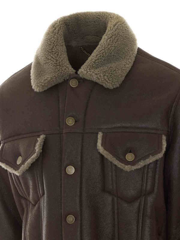 Brown Shearling Jacket shop online: Maison Margiela