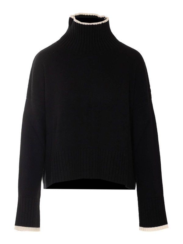 Pinko: Strickpullover mit Rundhalsausschnitt - Rundhalspullover - Schwarz