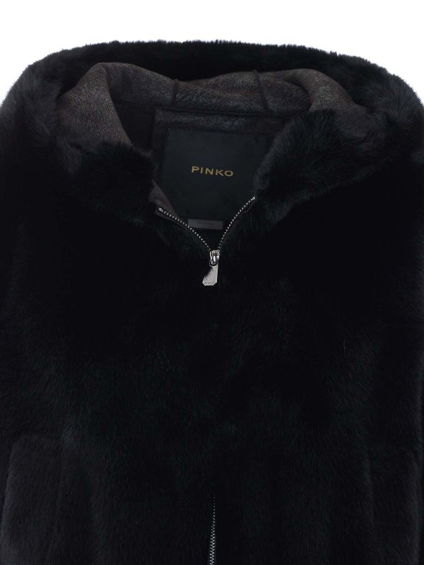 毛皮/ムートンコート - 黒 shop online: Pinko