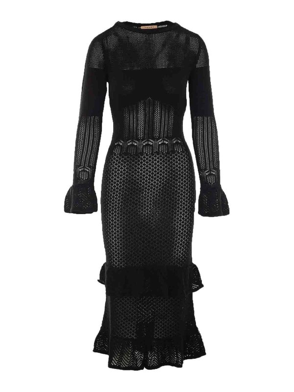 TWINSET: Knielange Kleider - Knielanges Kleid - Schwarz