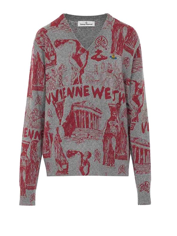VIVIENNE WESTWOOD: Strickpullover mit Rundhalsausschnitt - Rundhalspullover - Grau