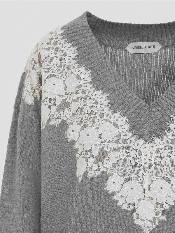The Best Shops ALBERTA FERRETTI: Col en V - Pull À Col V - Beige