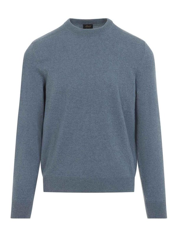 BRIONI: Strickpullover mit Rundhalsausschnitt - Rundhalspullover - Blau