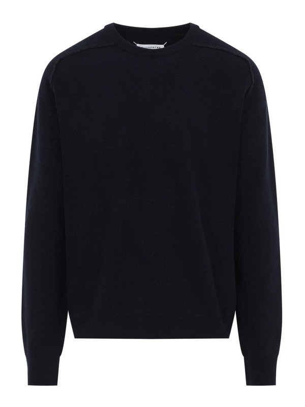 Maison Margiela: Strickpullover mit Rundhalsausschnitt - Rundhalspullover - Grau