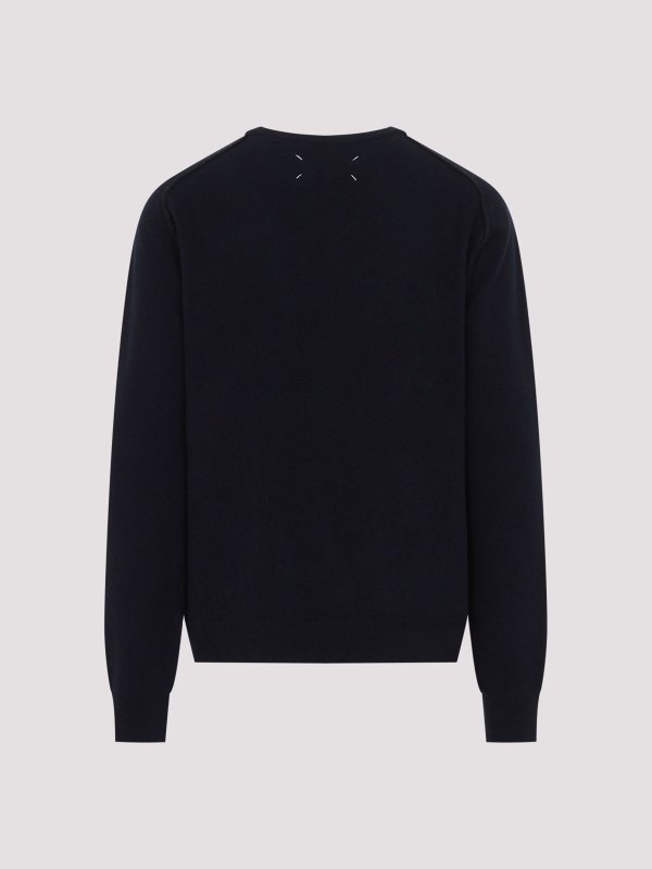 Maison Margiela: Strickpullover mit Rundhalsausschnitt online - Rundhalspullover - Grau