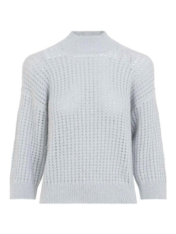 PESERICO: Strickpullover mit Rundhalsausschnitt - Rundhalspullover - Hellblau