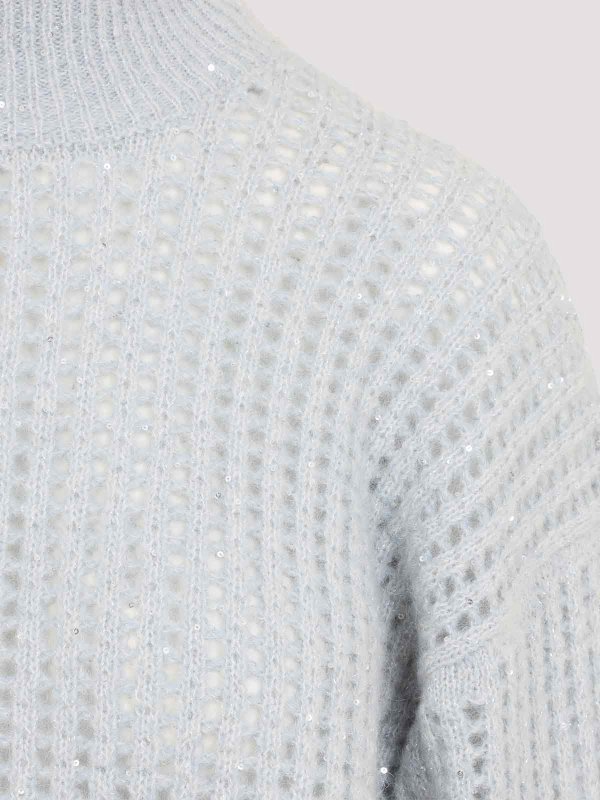 The Best Shops PESERICO: Strickpullover mit Rundhalsausschnitt - Rundhalspullover - Hellblau