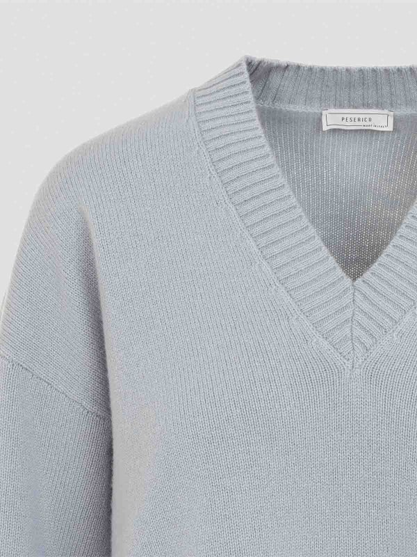 The Best Shops PESERICO: Strickpullover mit Rundhalsausschnitt - Rundhalspullover - Hellblau