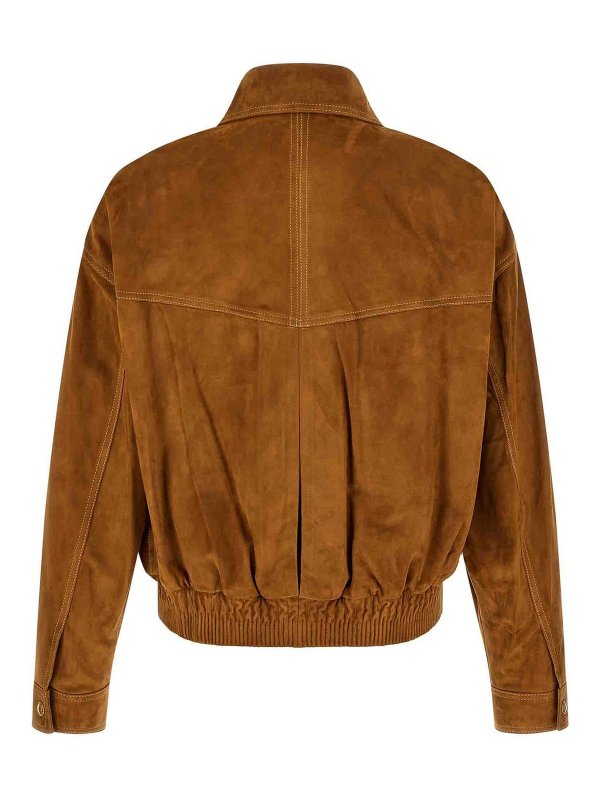VERSACE: knee length coats online - Suede Blouson
