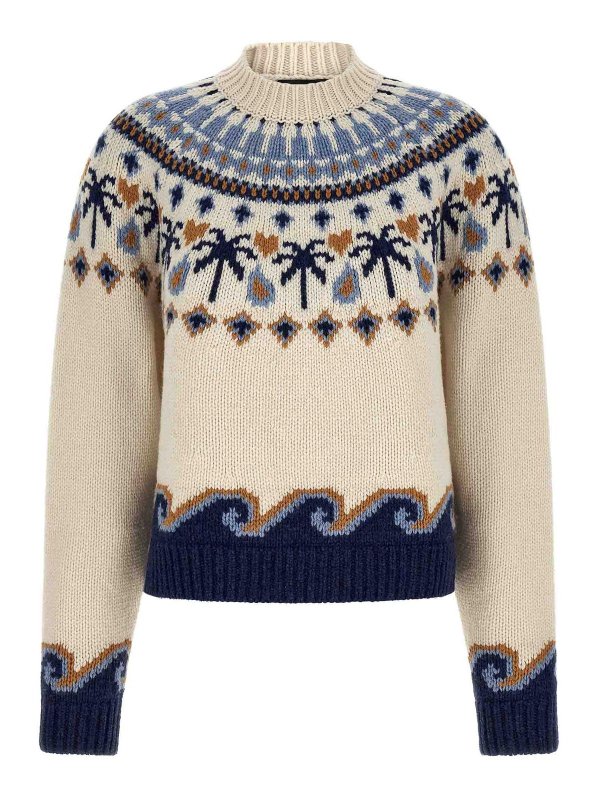 ALANUI: Strickpullover mit Rundhalsausschnitt - Rundhalspullover - Bunt