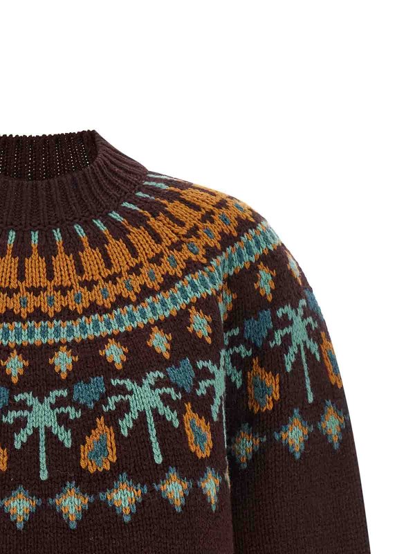 The Best Shops ALANUI: Strickpullover mit Rundhalsausschnitt - Rundhalspullover - Braun