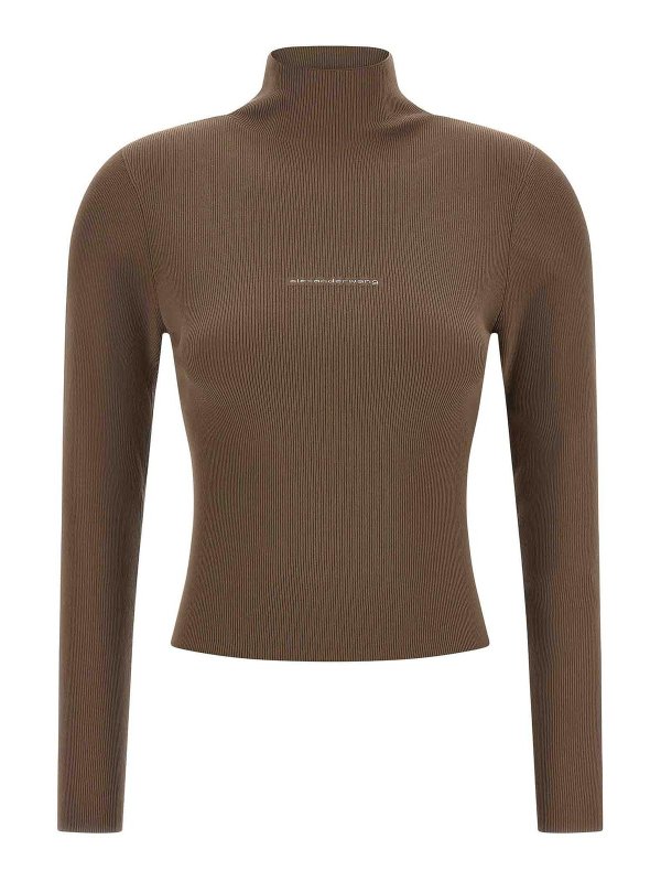 ALEXANDER WANG: Strickpullover mit Rundhalsausschnitt - Rundhalspullover - Beige
