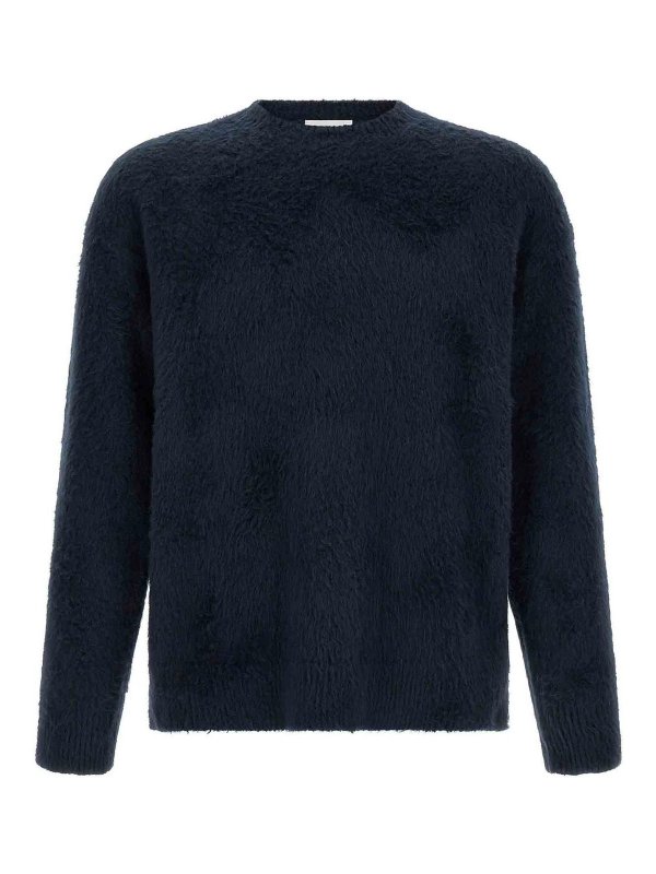 ROBERTO COLLINA: Strickpullover mit Rundhalsausschnitt - Rundhalspullover - Blau
