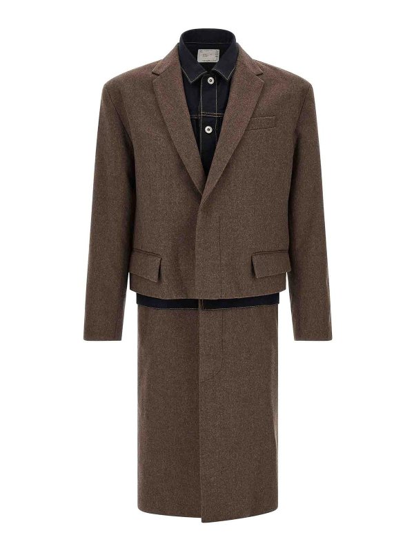 Sacai: ニーレングスコート - 膝丈コート - ブラウン
