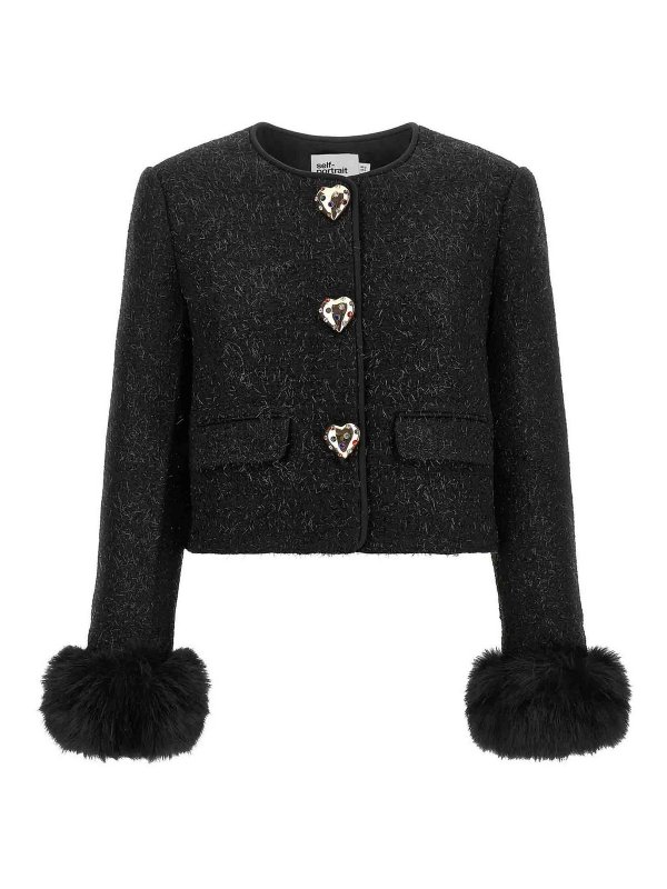 Self Portrait: Fur & Shearling Coats - Boucl Fur Jacket