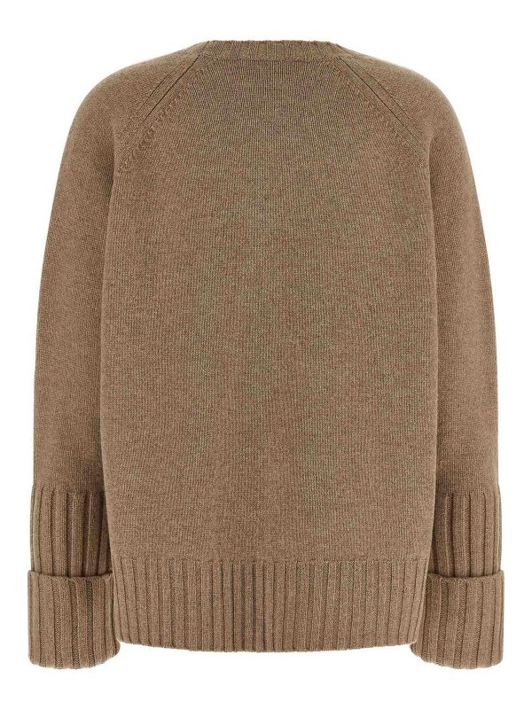 TORY BURCH: Strickpullover mit Rundhalsausschnitt online - Rundhalspullover - Beige